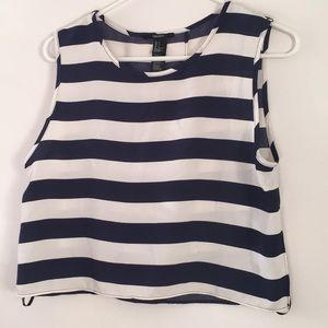 Navy blue and white striped tank top